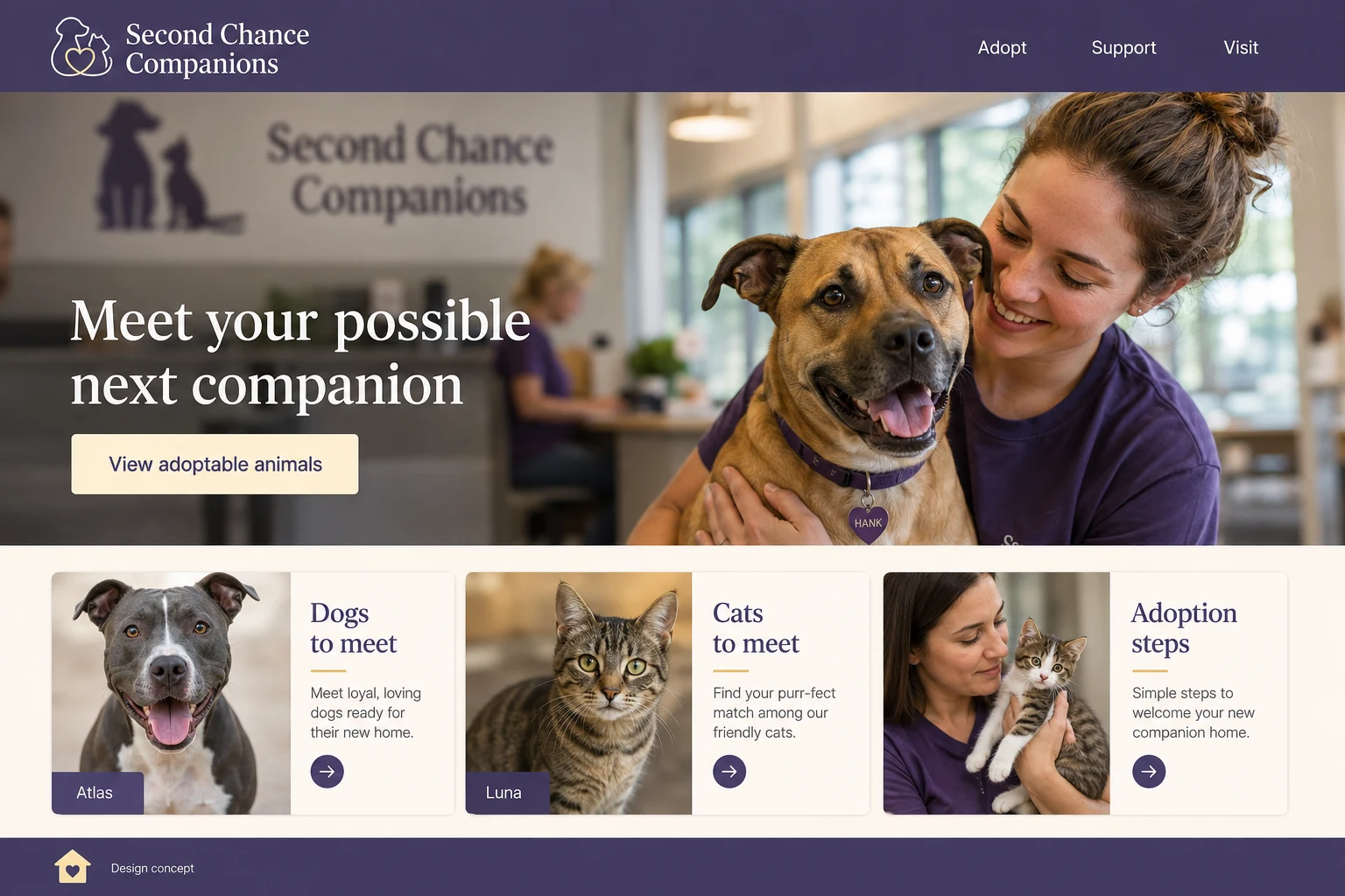 Animal Shelter illustrative website concept