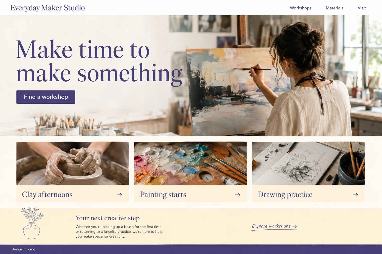 Art Classes illustrative website concept