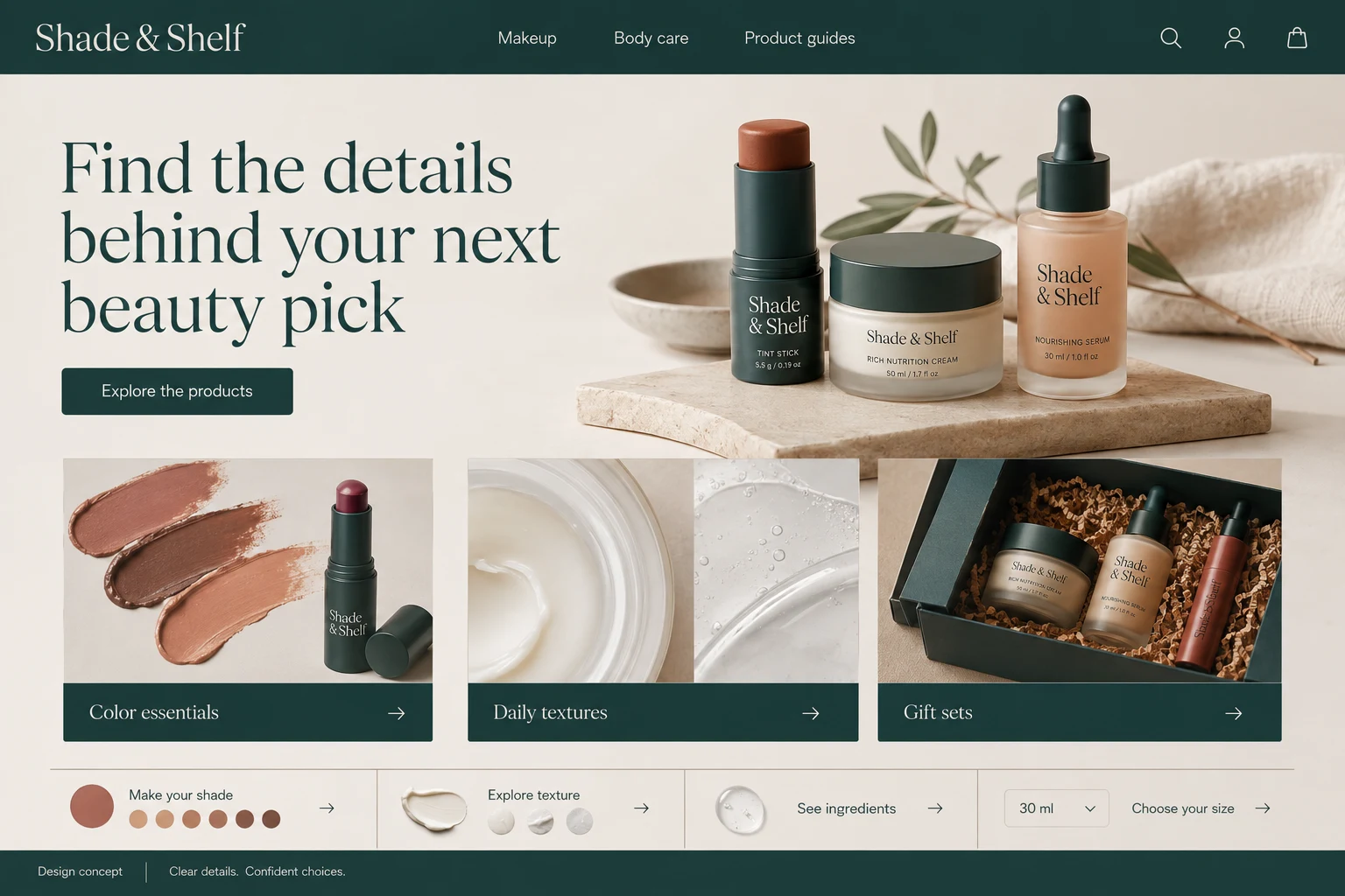 Beauty Product Store illustrative website concept