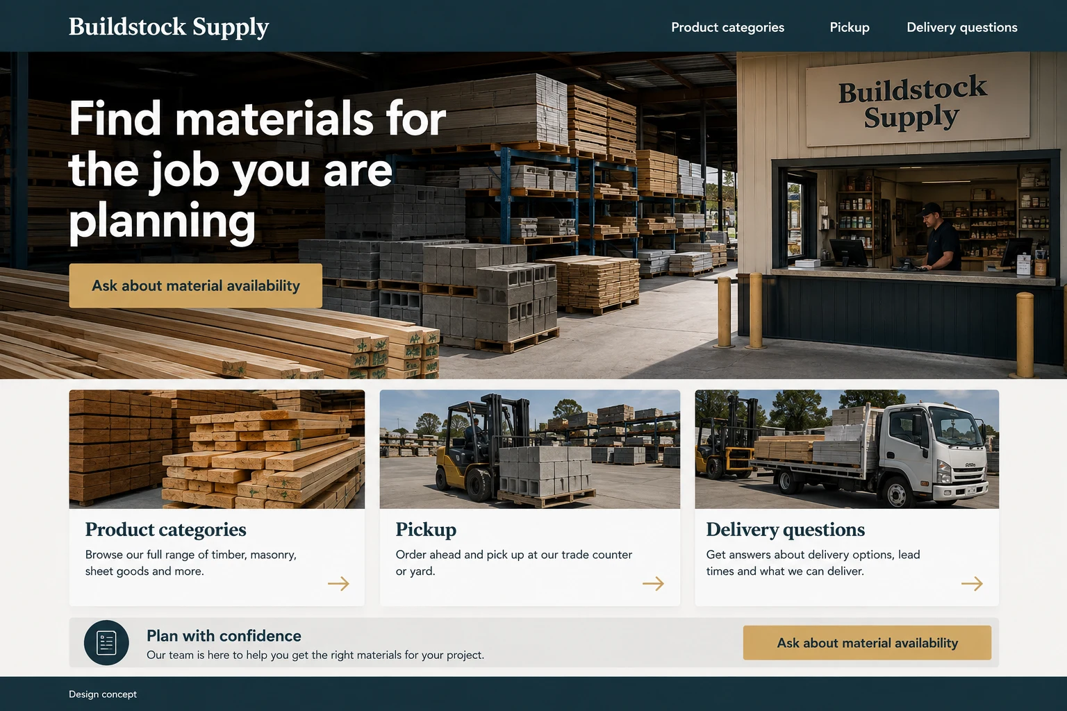 Building Materials Suppliers illustrative website concept