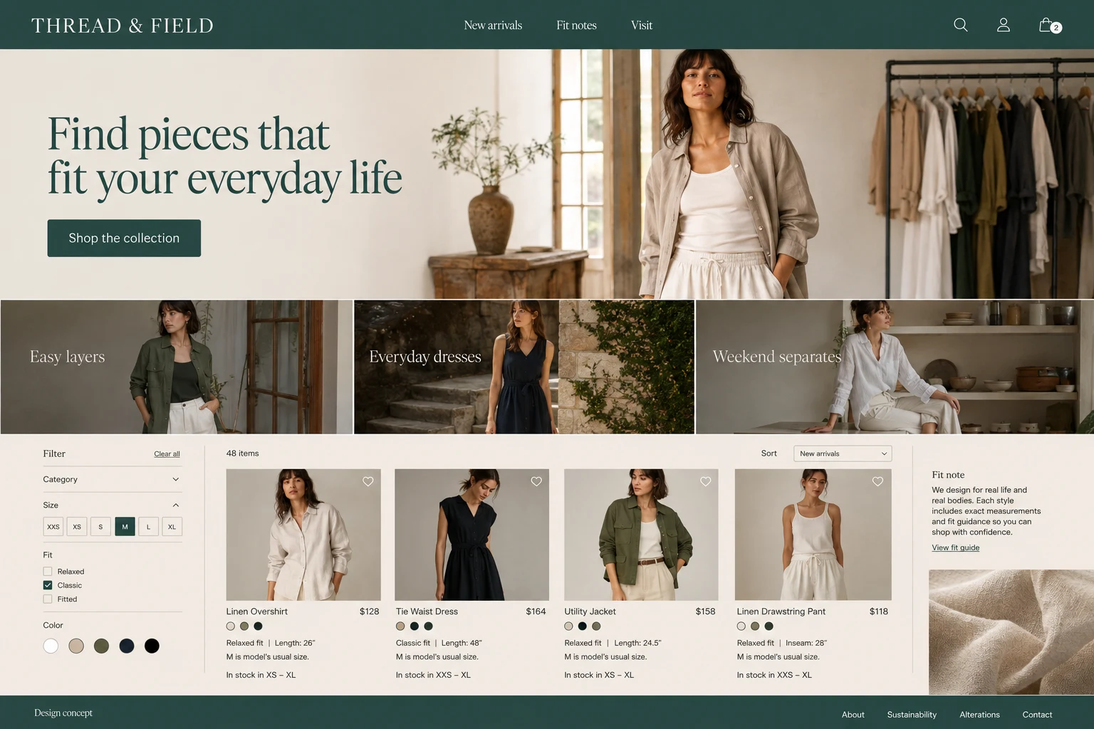 Clothing Boutique illustrative website concept