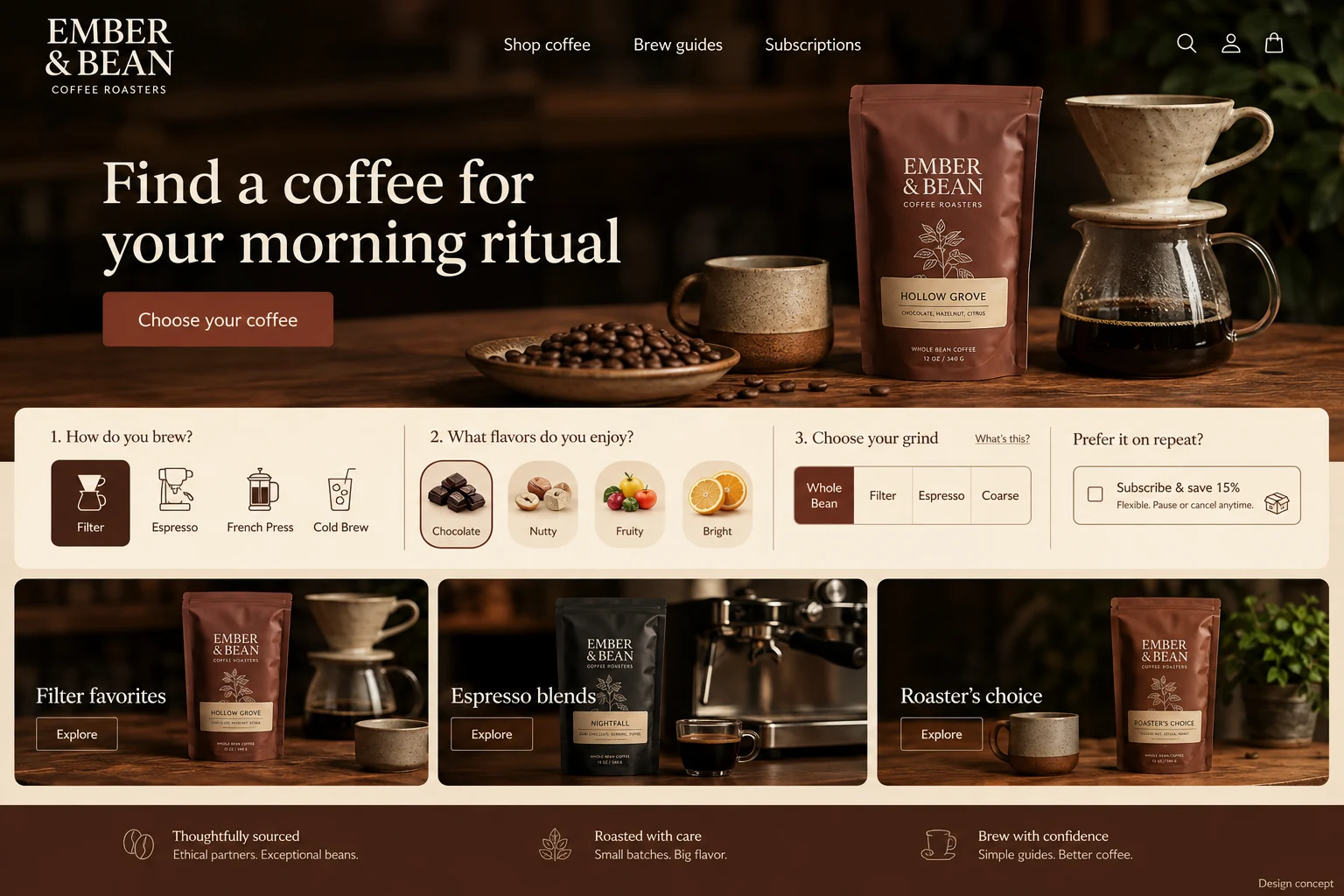 Coffee Roaster illustrative website concept