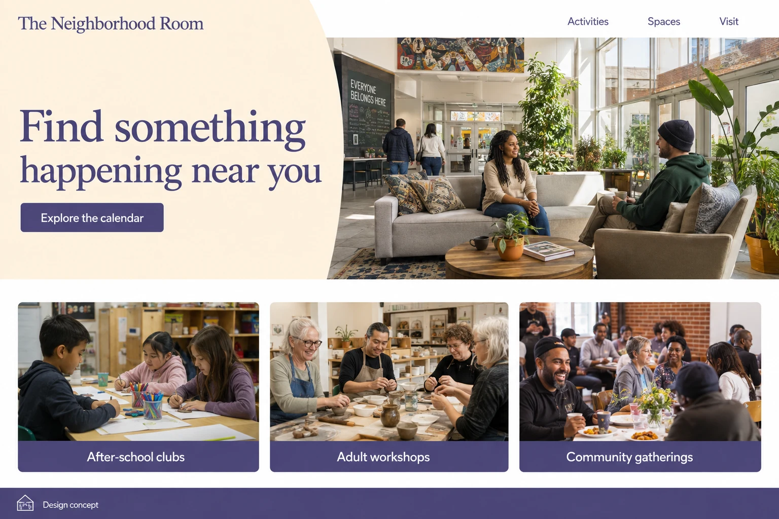 Community Center illustrative website concept
