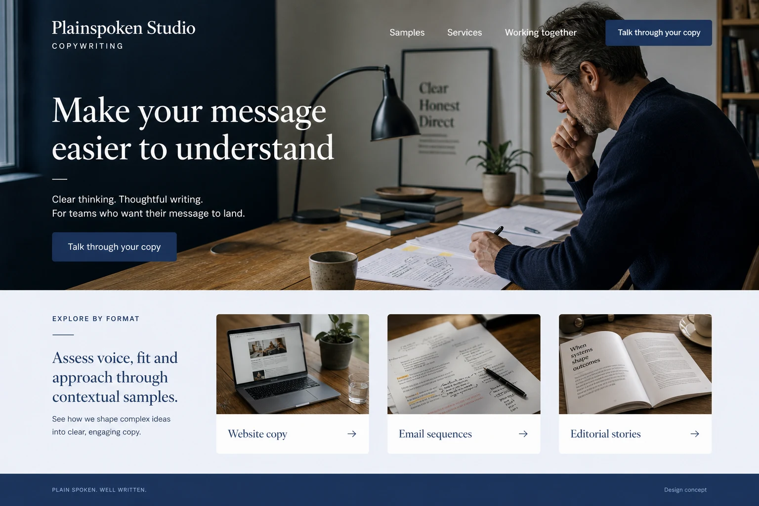 Copywriter illustrative website concept