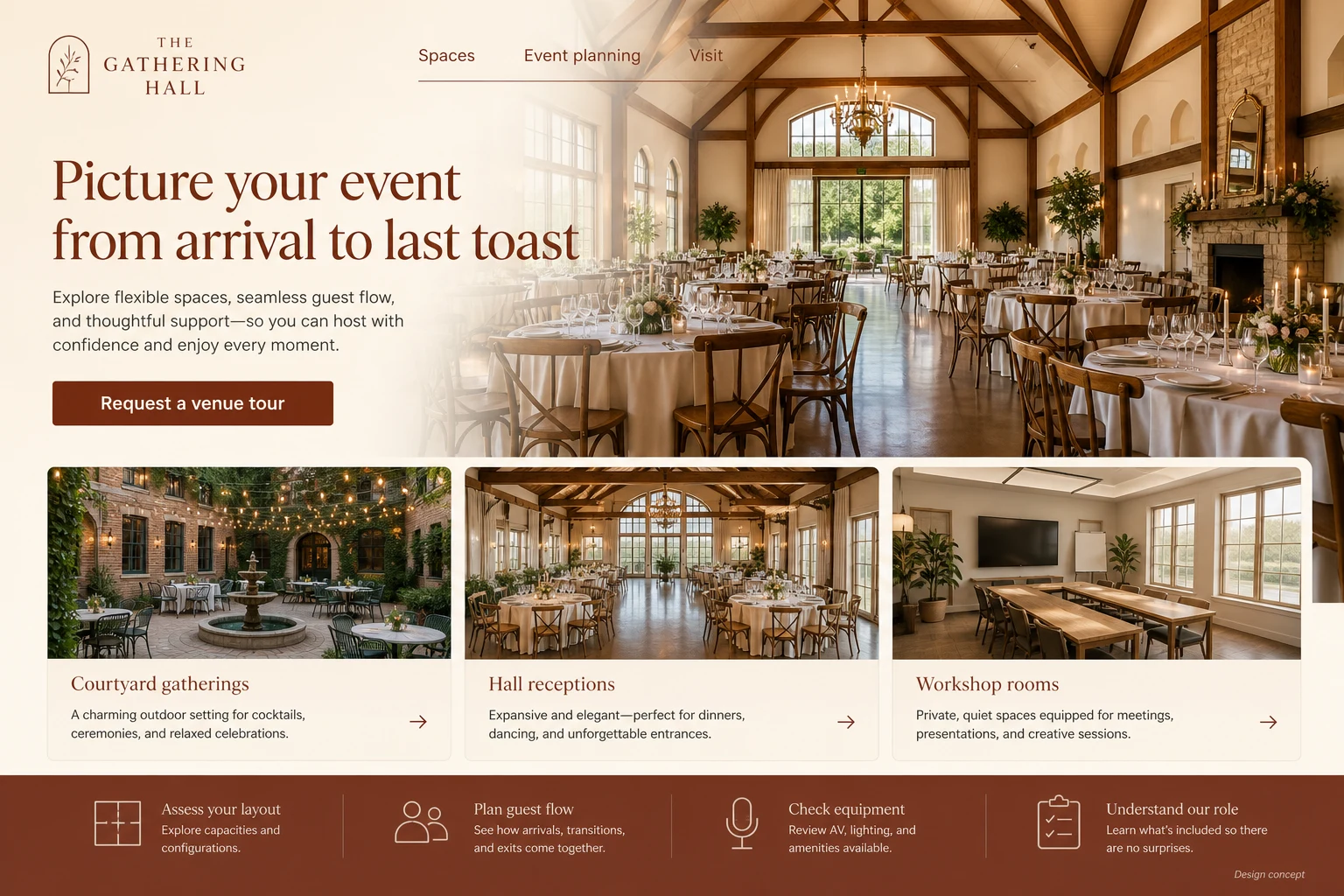 Event Venue illustrative website concept