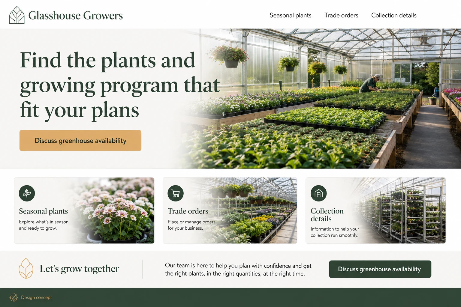 Greenhouses illustrative website concept