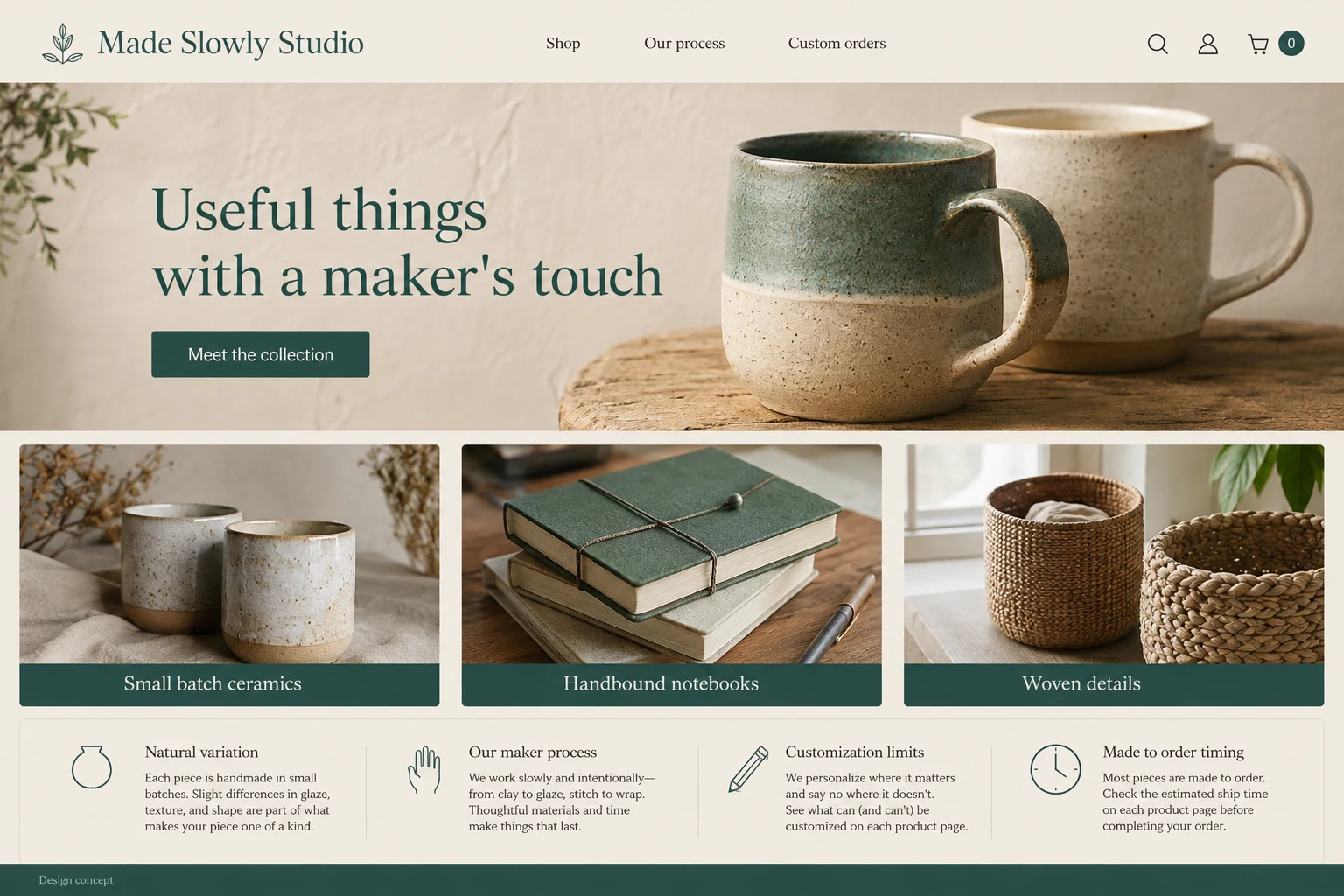 Handmade Goods Seller illustrative website concept