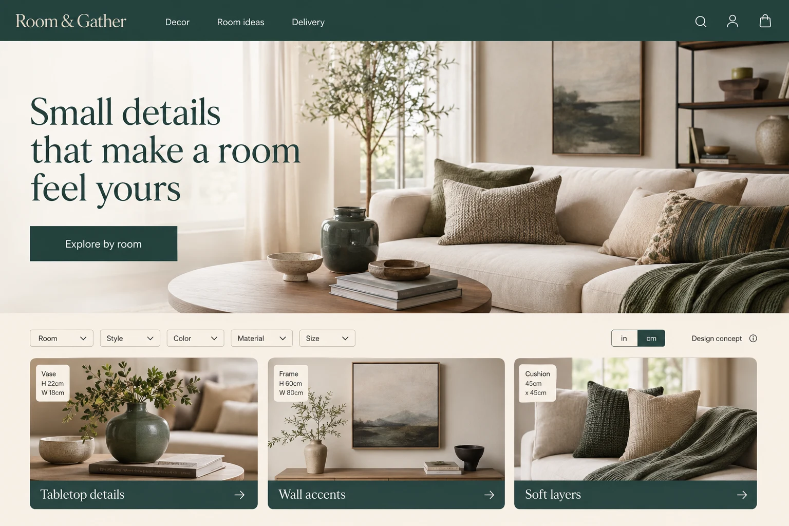 Home Decor Store illustrative website concept