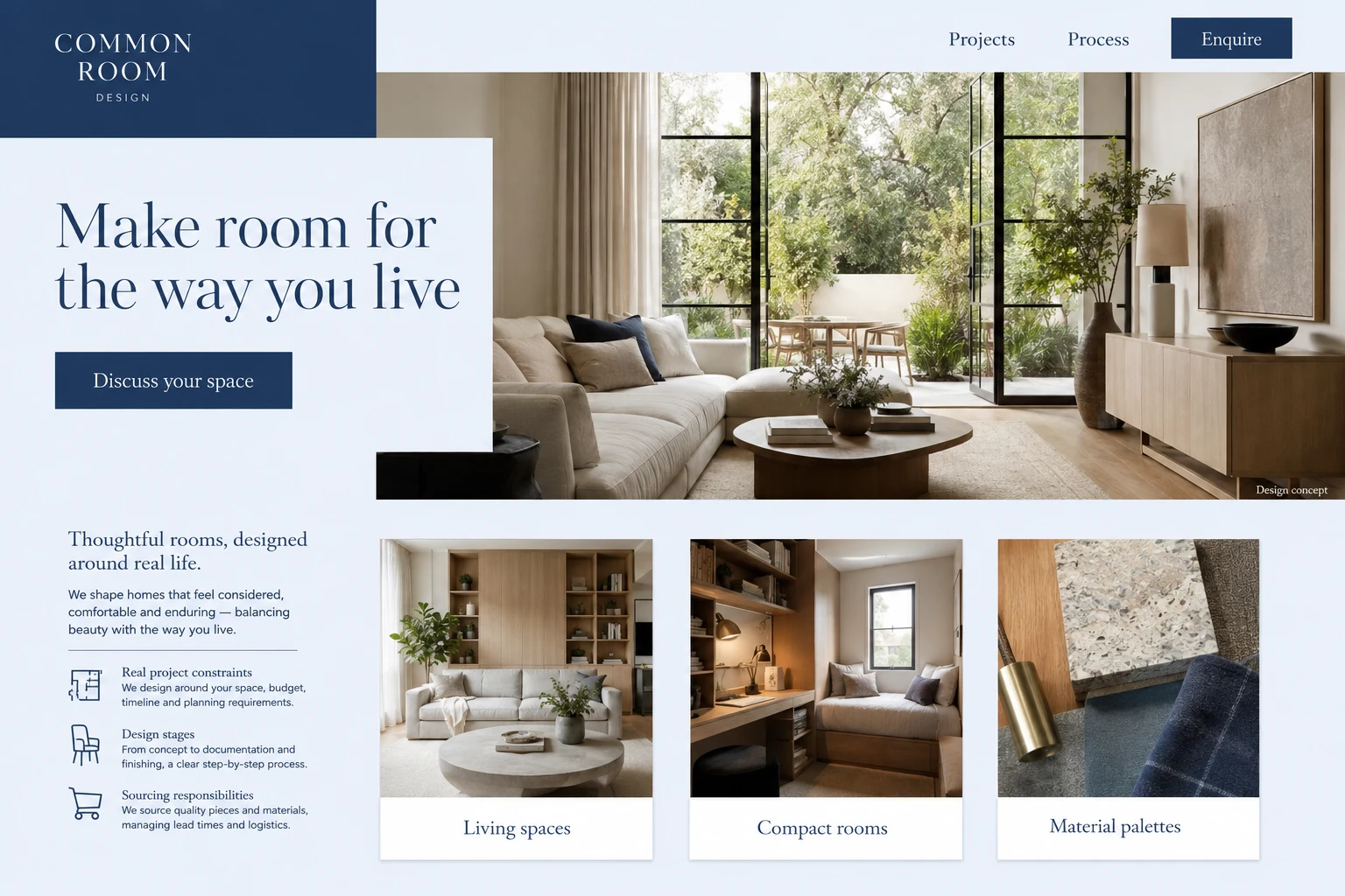 Interior Designer illustrative website concept