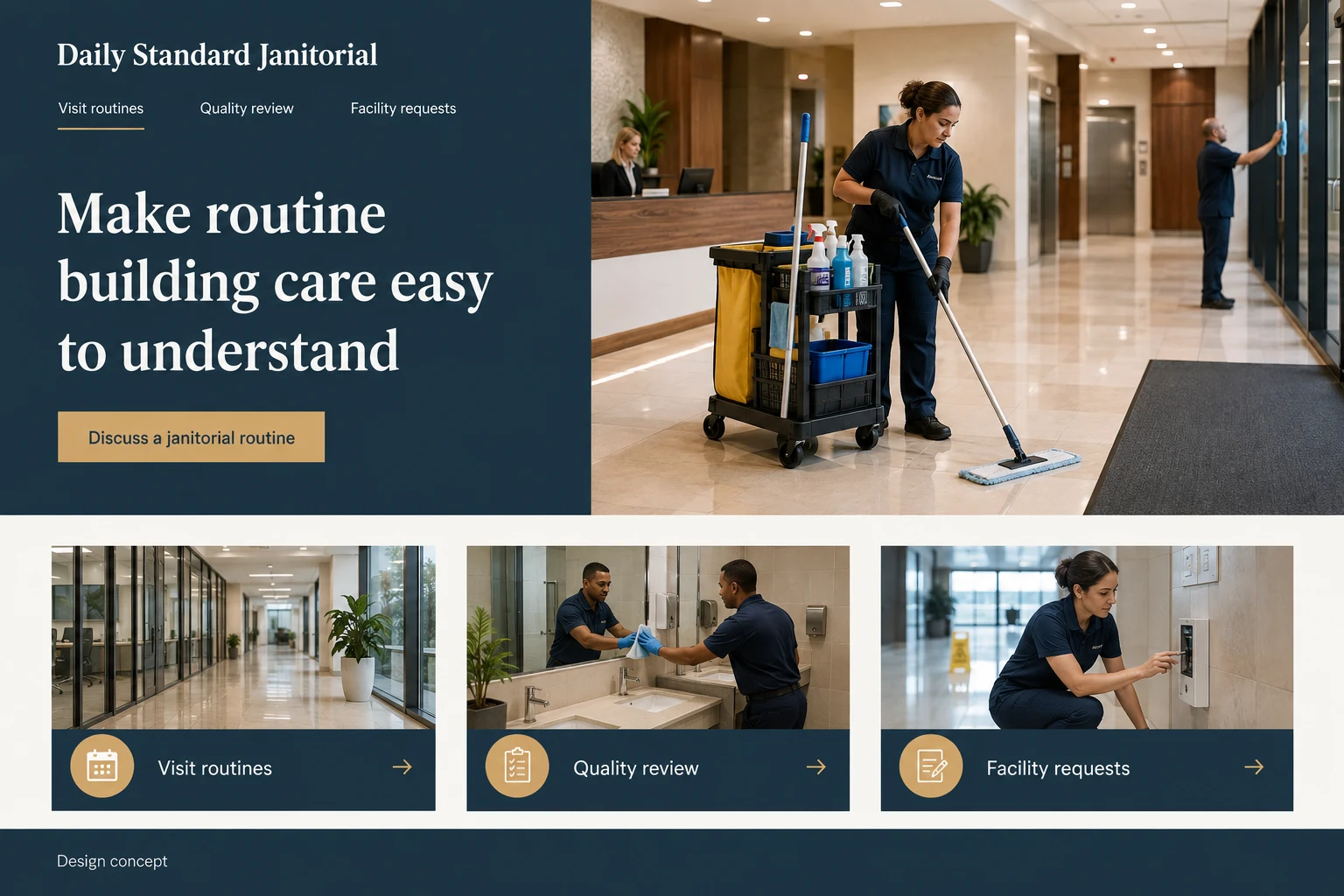 Janitorial Services illustrative website concept