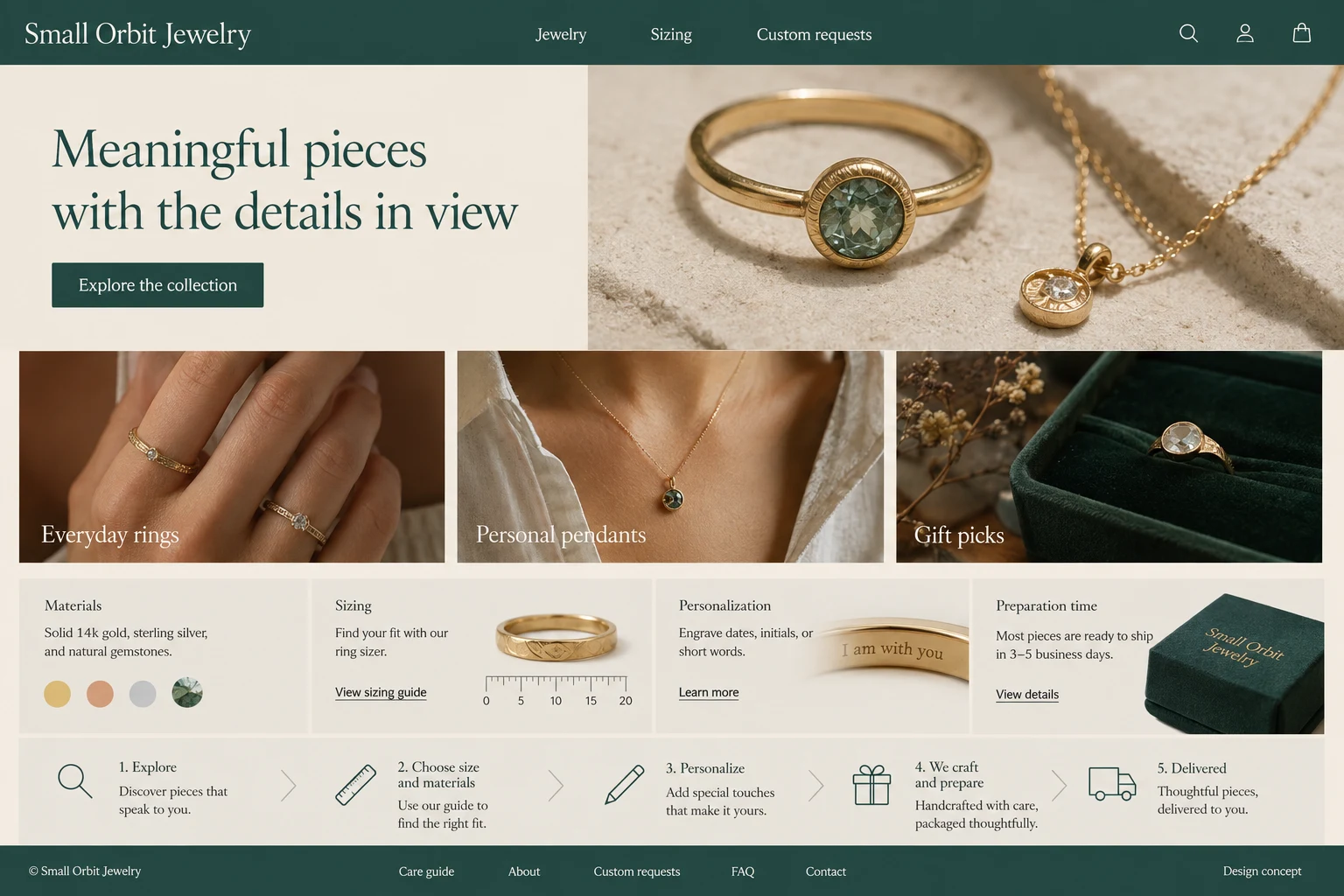 Jewelry Store illustrative website concept