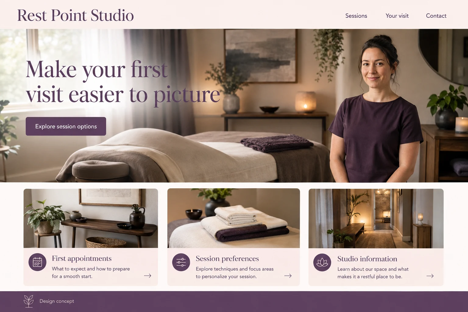 Massage Studio illustrative website concept