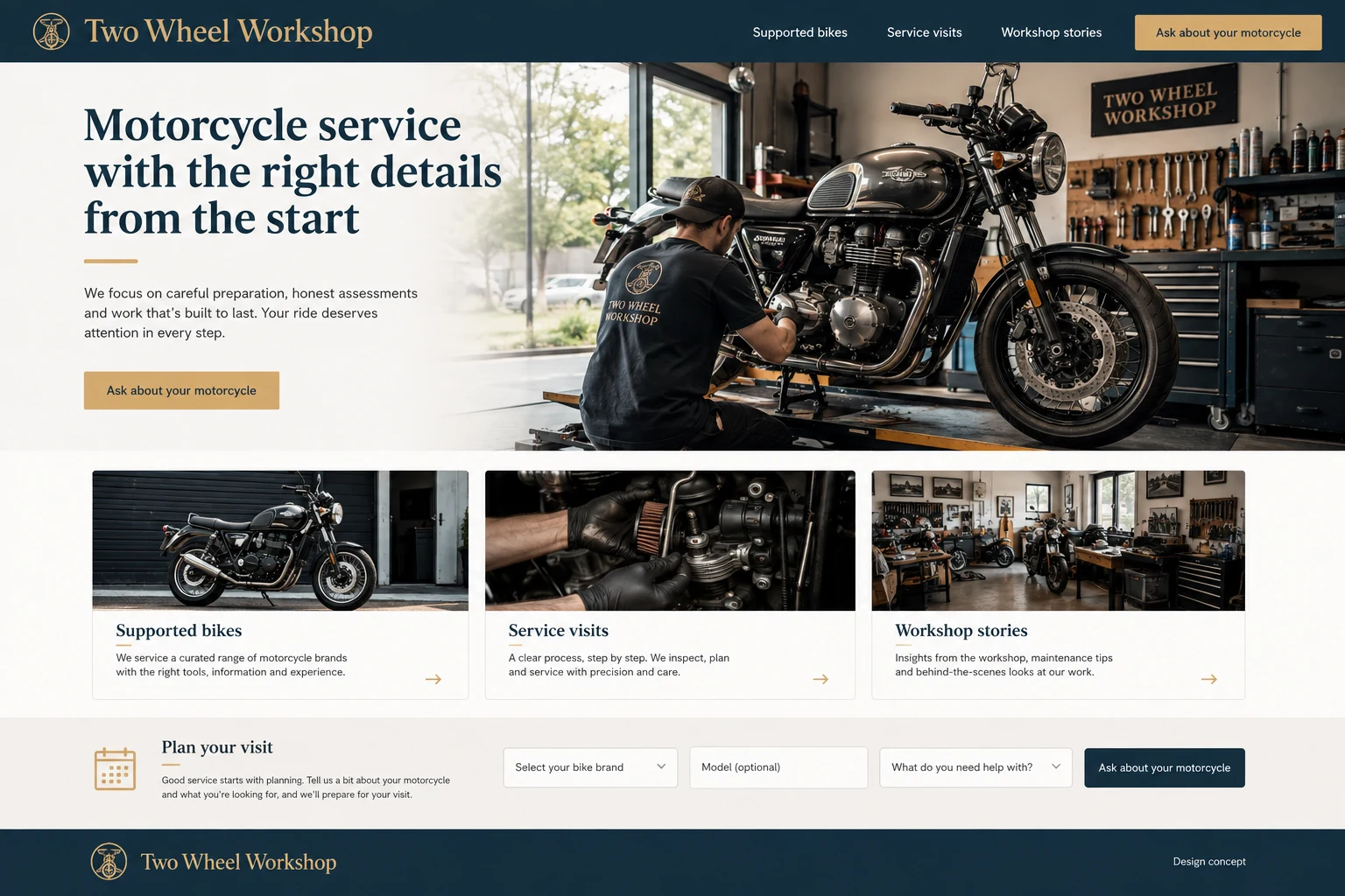 Motorcycle Repair illustrative website concept