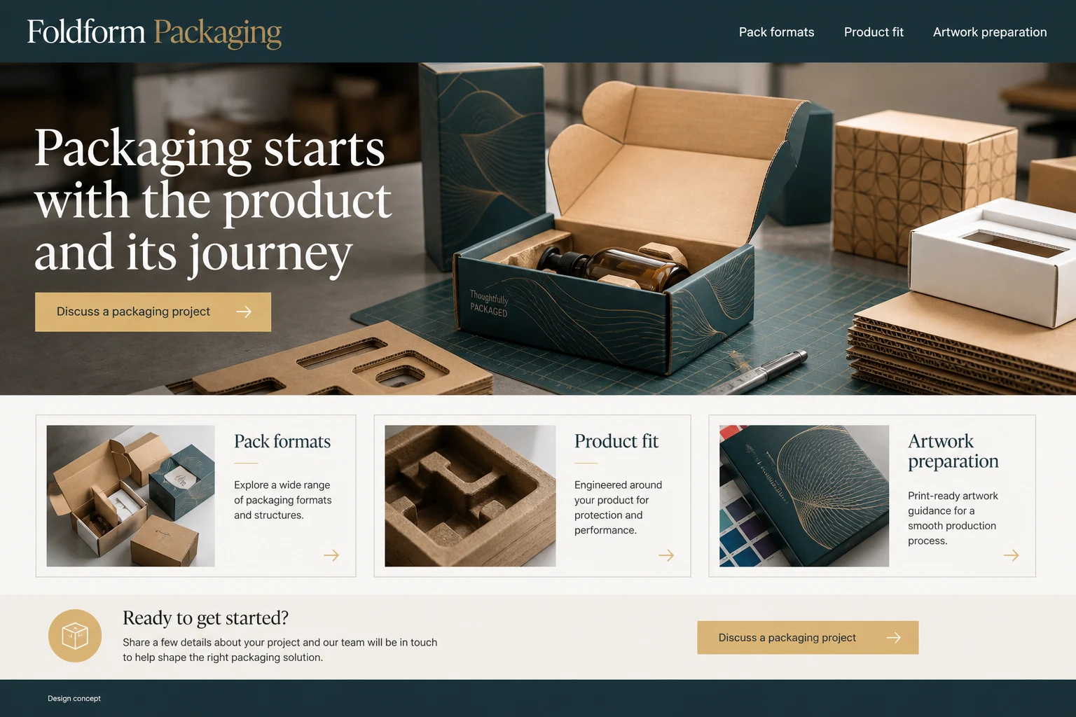 Packaging Manufacturers illustrative website concept