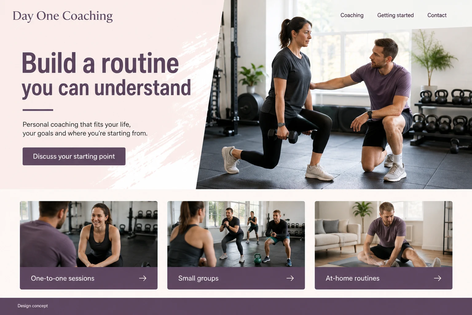 Personal Trainer illustrative website concept