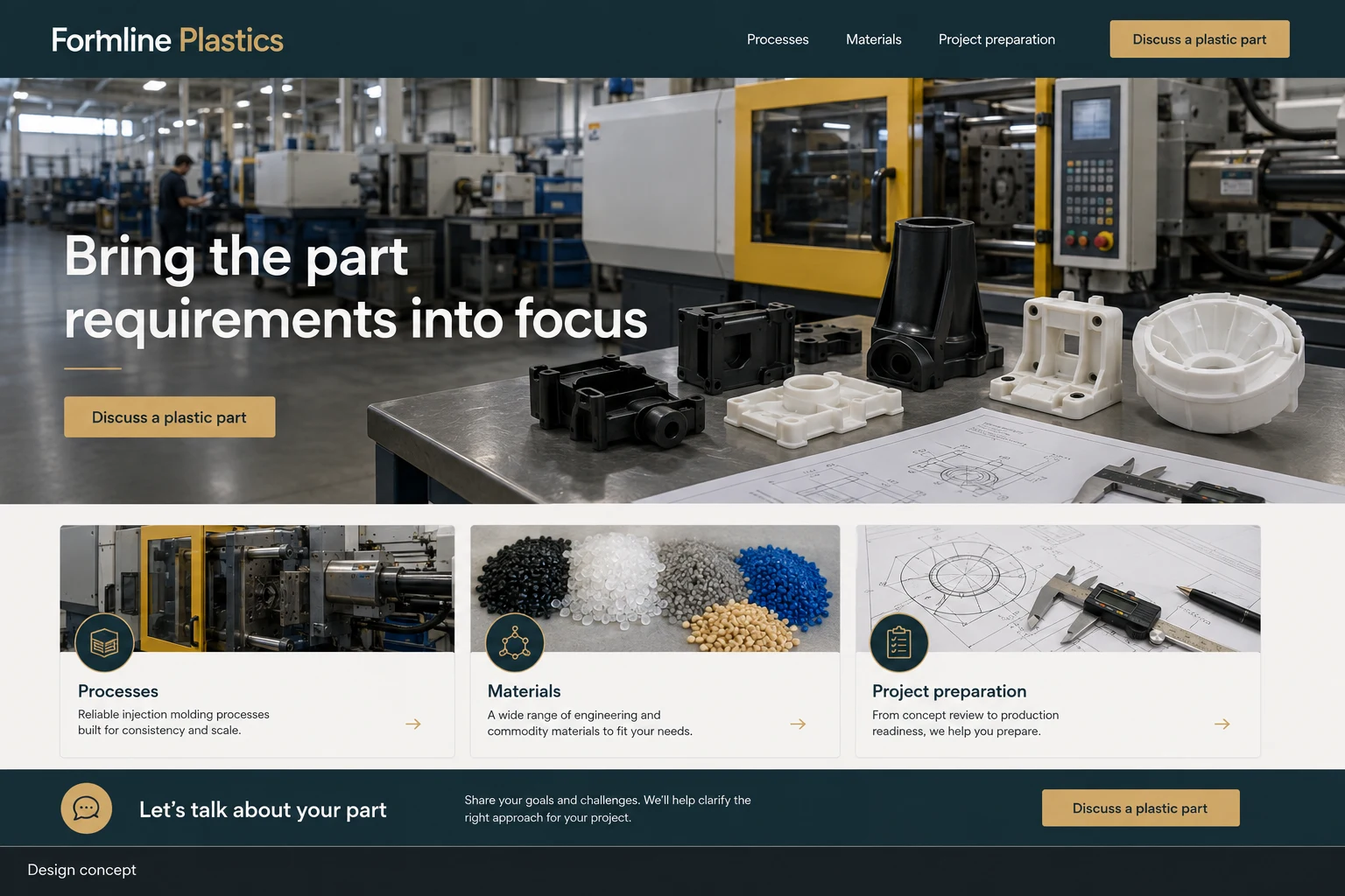 Plastics Manufacturing illustrative website concept