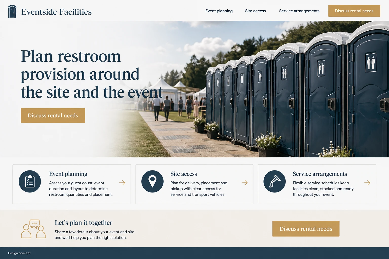 Portable Restroom Rental illustrative website concept