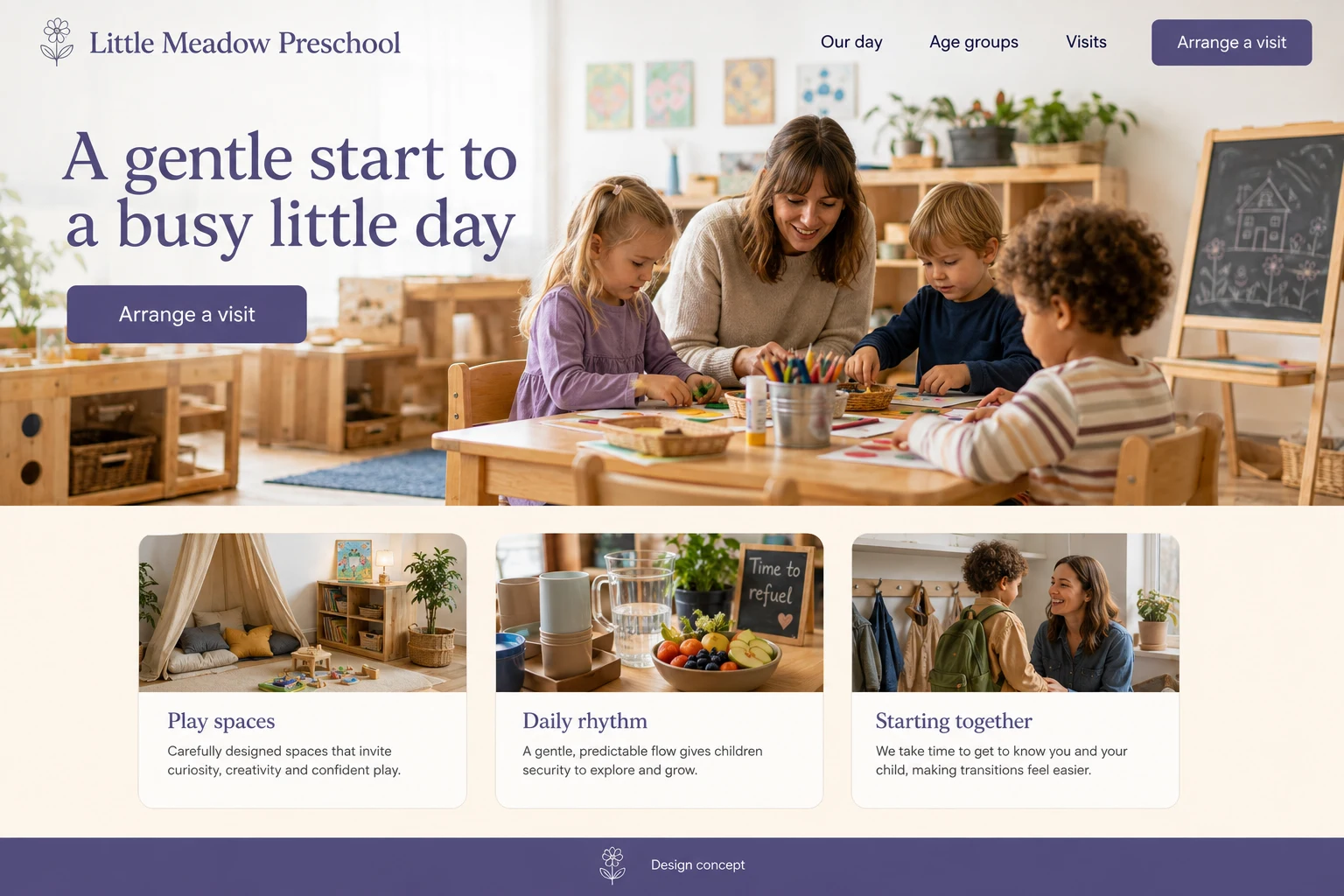 Preschool illustrative website concept