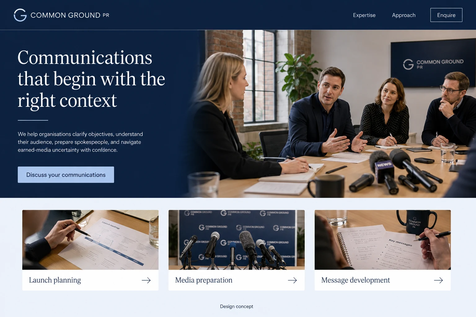 Public Relations Firm illustrative website concept