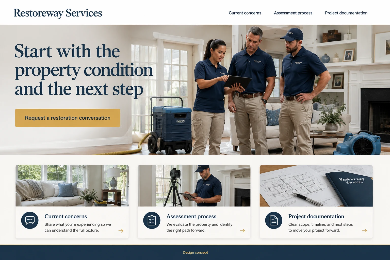 Restoration Companies illustrative website concept