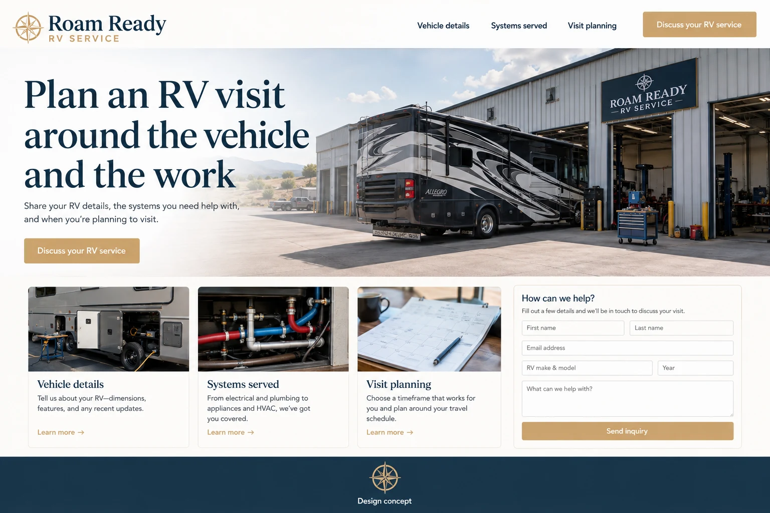 RV Repair illustrative website concept