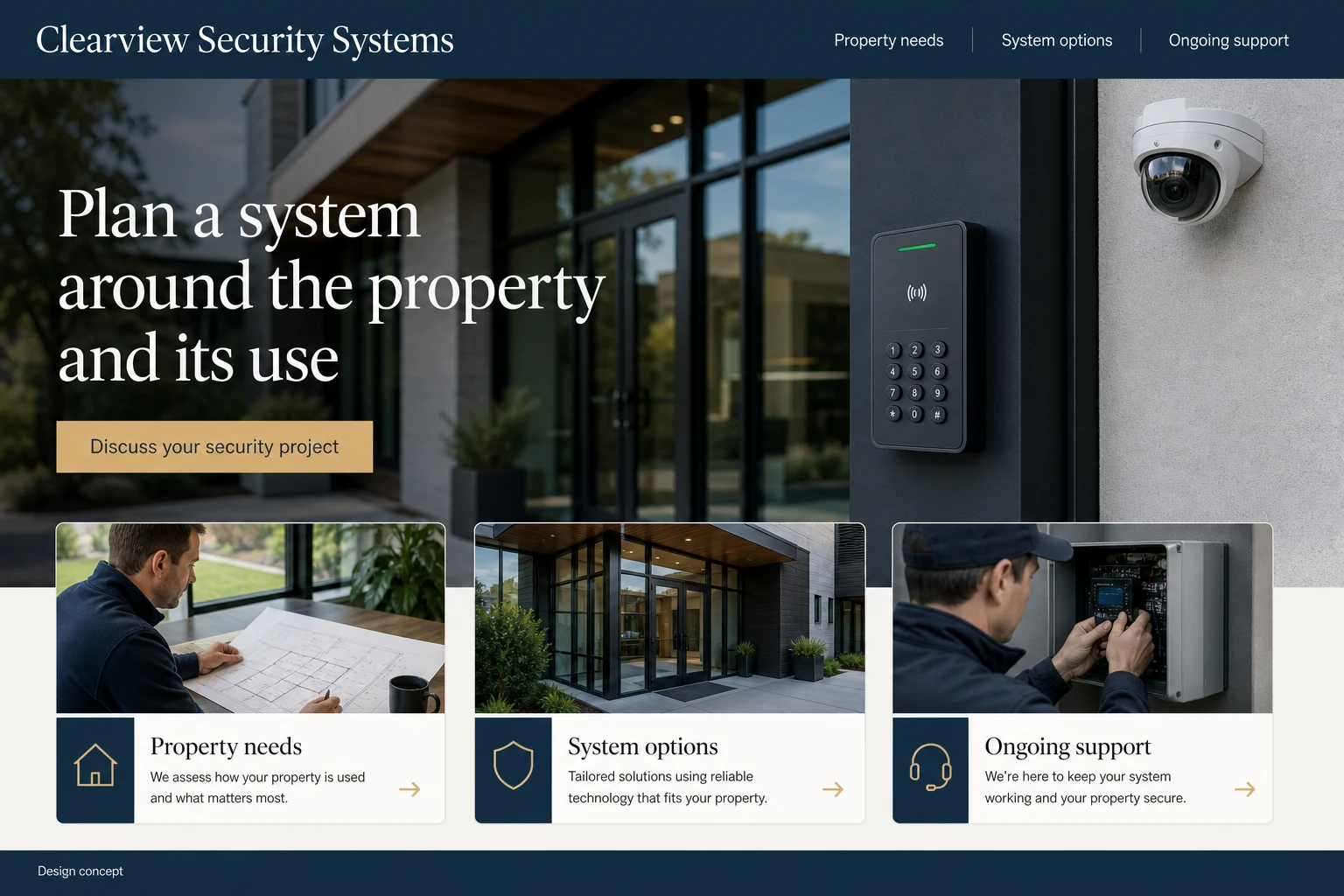 Security System Installers illustrative website concept