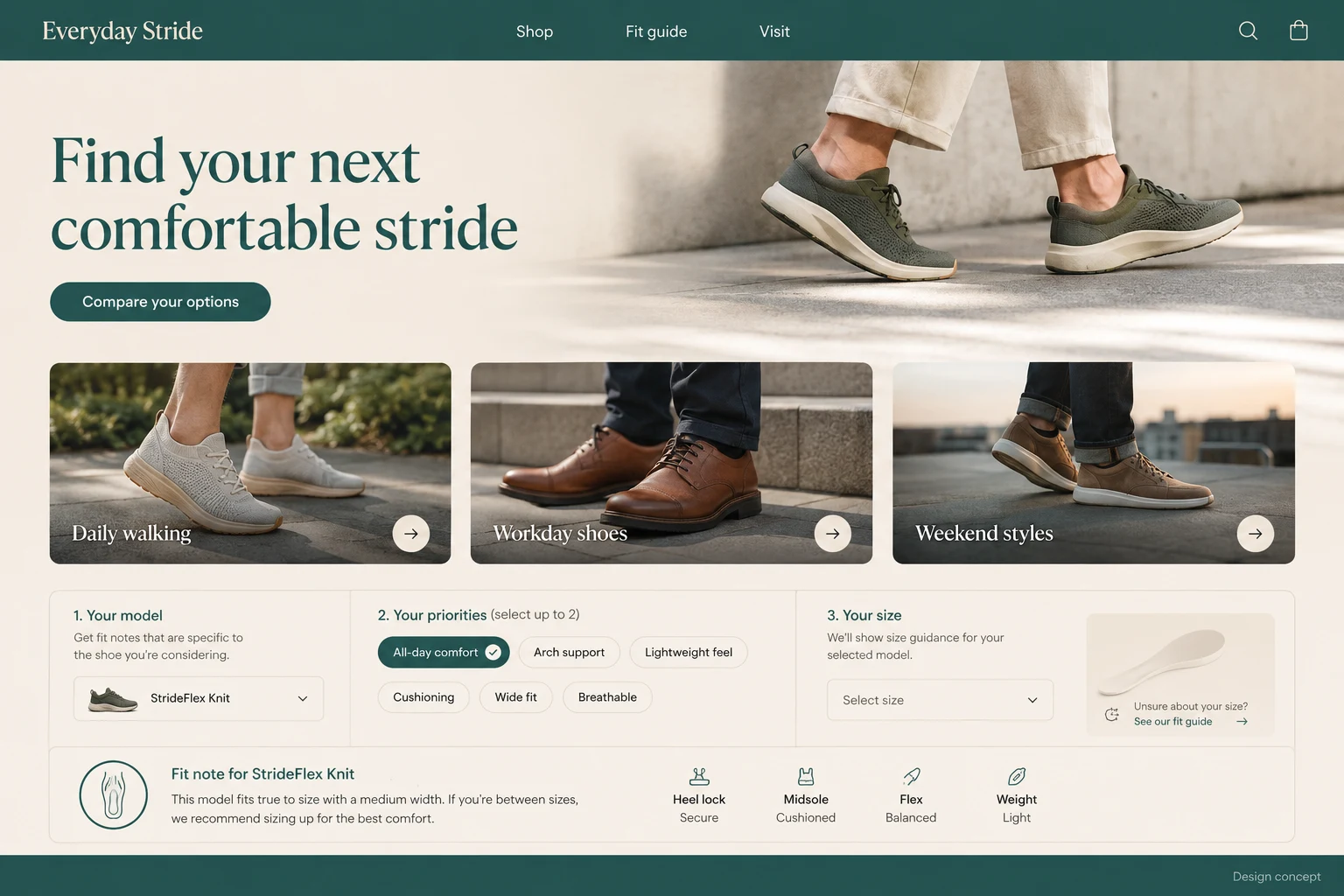 Shoe Store illustrative website concept