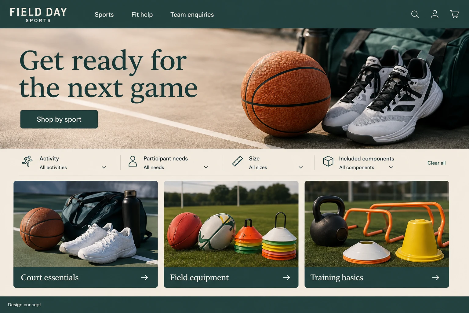 Sporting Goods Store illustrative website concept