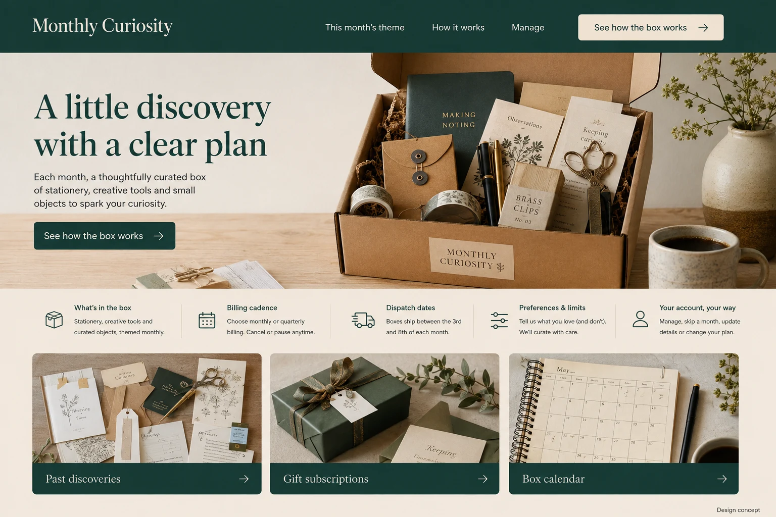 Subscription Box illustrative website concept