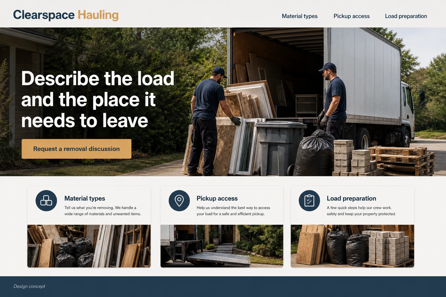 Waste Removal illustrative website concept