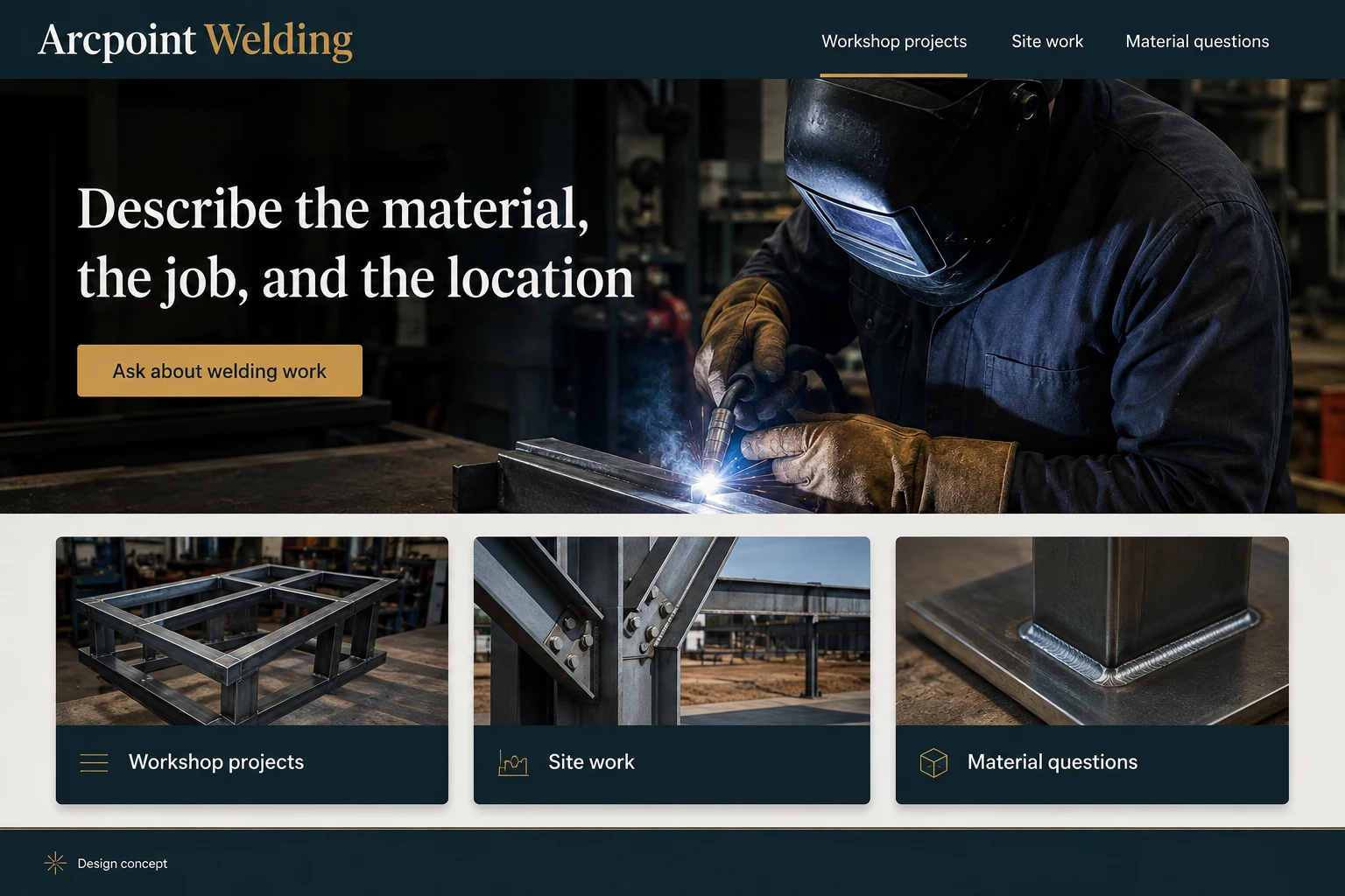 Welding Services illustrative website concept