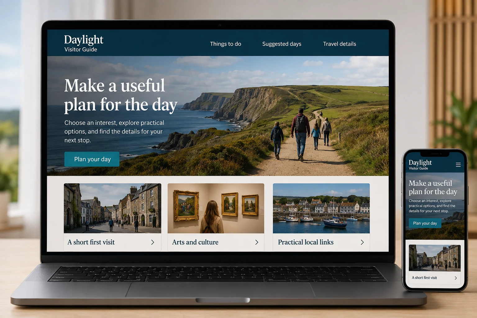Visitor Centers website concept for Daylight Visitor Guide: Make a useful plan for the day