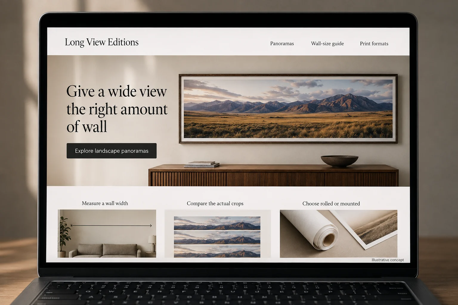 Wyoming website concept for Long View Editions: Give a wide view the right amount of wall